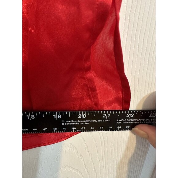 Vintage 90s Gold Label Victoria Secret Satin Red Silky Sleepshirt Nightshirt S - Picture 7 of 9